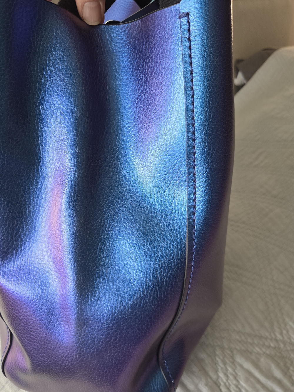 Coach Iridescent Purple-Blue Leather Tote - Picture 8 of 9